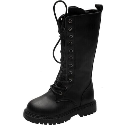 Girls Snow Boots PU Leather Solid Children Shoes Fashion Zipper Knee-high Kids Boots For Boys kids winter boots Size 26-37