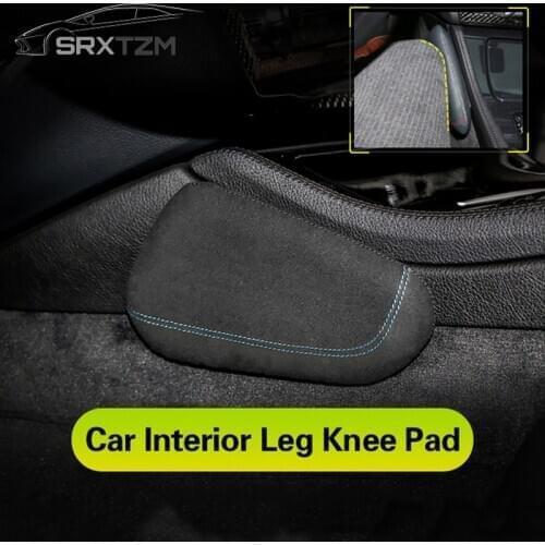 SRXTZM Interior Leather Leg Cushion Knee Pad Thigh Support Car Styling For BMW Audi Benz Volkswagen Accessories 2pcs