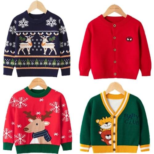 Girls Boys Sweater Winter Autumn Children Christmas Elk Clothing Baby Girl Knitwear Pullover Knitted Kids Print Warm Sweaters