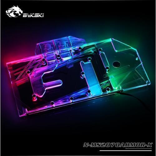 Bykski Water Block use for MSI RTX2070 ARMOR 8G OC / V373-014R / Full Cover Copper Radiator Block/3PIN 5V RGB / 4PIN 12V RGB