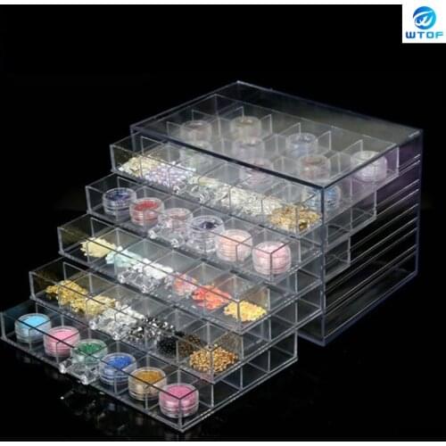 120 Grid Nail Jewelry Storage Box 5-Layer Transparent Jewelry Storage Box Diamond Organizer Display Stand Acrylic Drawer Plastic