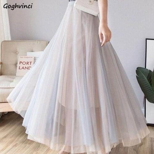 Skirts Women Patchwork Gauze Casual A-LINE Sweet Girls Clothing Ulzzang All-match Fashion Simple Chic Streetwear Loose Popular