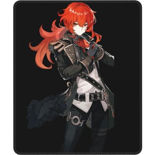 Genshin Impact Diluc Anime Game Funny Mouse Pad Waterproof MousePad Rubber PC Table Decoration Cover
