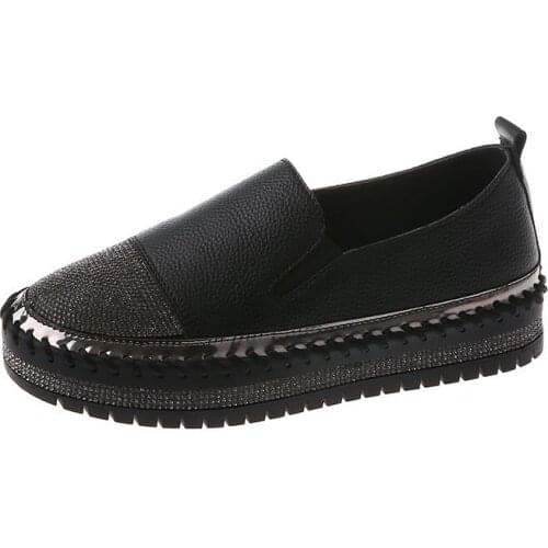 Womens Casual Shoes Rhinestone Decor Solid Color Fashion Soft Thick Sole Comfortable All Match Casual Shoes