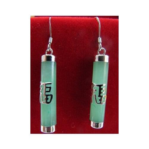 925 Sterling & Green gemite Dangle Earrings / Cylinder Earrings>Lovely Fine Nobility Ladys Womens Earrings