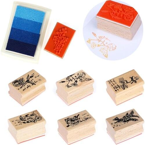 1PC Hot 4x2.7cm Vintage DIY Grass Plants Stamp Wooden Rubber Stamps Scrapbooking Standard Stamp Home Sewing Crafts Decoration