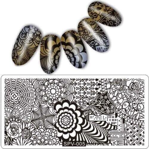 1Pc Rectangle Stamping Plate Nail Art Stamping Plate 3D Smiling Face Flower Geometric DIY Image Stamp Template Nail Stencil Tool