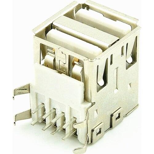 10pcs/lot Double-layer USB female socket USB female socket 90 degree curved needle