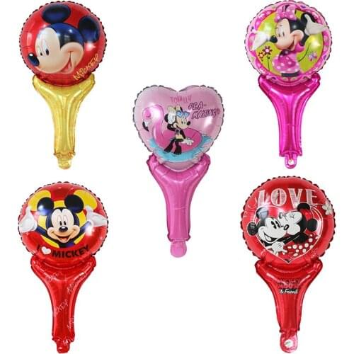 10pcs Cartoon Minnie Mickey Hand Foil Balloons Kids Inflatable Toys Air Globos Birthday Theme Party Baby Shower Balloon Decor