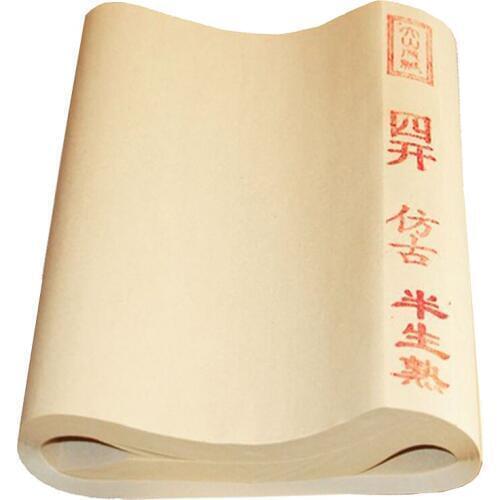 100 Sheets Raw Xuan Paper Calligraphy Regular Running Official Script Writing Rice Paper Chinese Painting Half-Ripe Xuan Paper