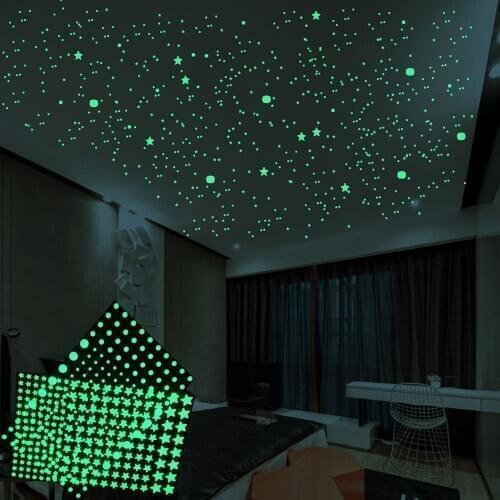 202pcs/set Wall Sticker 3D Bubble Luminous Stars Dots Wall Decal Kids Room Bedroom Decoration Decal Glow Dark DIY Stickers