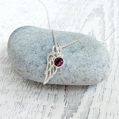 2021 New Fashion Personality Gemstone Stainless Steel Angel Wing Pendant Necklace Womens Jewelry Gifts for Girls