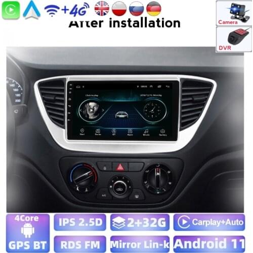 2Din 2G+32G Android For Hyundai Solaris 2 Verna 2017 2018 Support steering wheel control carplay WiFi BT music USB Russian 2.5D