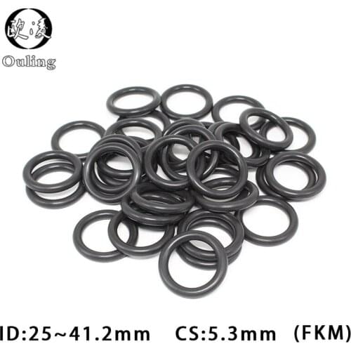 5PC Fluorine rubber Ring Black FKM O-ring Seal CS5.3mm ID25/28/30/32.5/35/37.5/40/41.2mm O Ring Gasket Oil Ring Sealing Washer