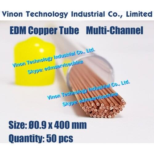 50pcs/bag) 0.9x400MM Copper Tube Multichannel, EDM Multihole Tubing Copper Electrode Dia.=0.9mm Length=400mm for EDM Drill Tube