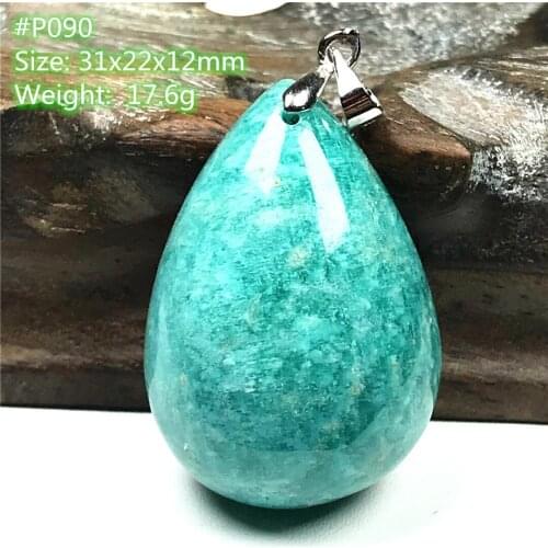Natural Amazonite Stone Pendant Jewelry For Women Men Beauty Healing Crystal Silver 31x22x12mm Beads Mozambique Gemstone AAAAA