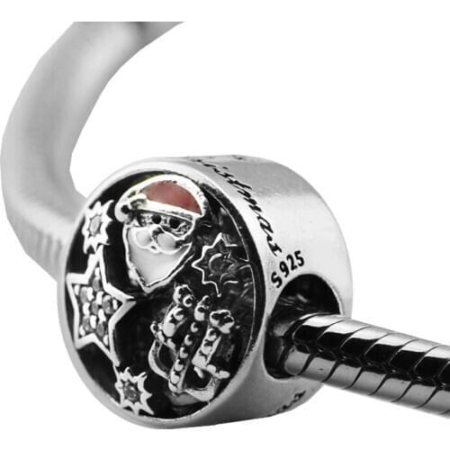 Fits for Pandora Charms Bracelets 100% 925 Sterling-Silver-Jewelry Christmas Joy Beads Free Shipping