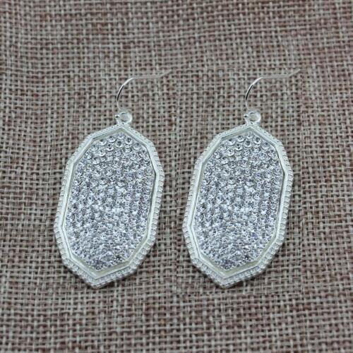 LET IT BE Brand KS Crystal Pave Oval Earrings Womens Geometric Jewelry Wholesale