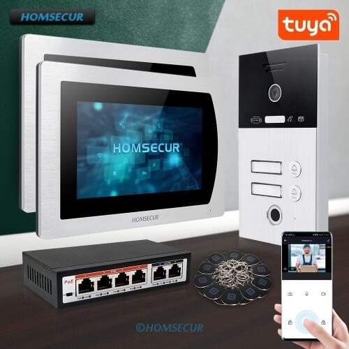 HOMSECUR 7" Wired PoE WLAN IP Video&Audio Home Intercom 1.0MP+Outdoor Monitoring BC131IP-2S+BM717IP-S