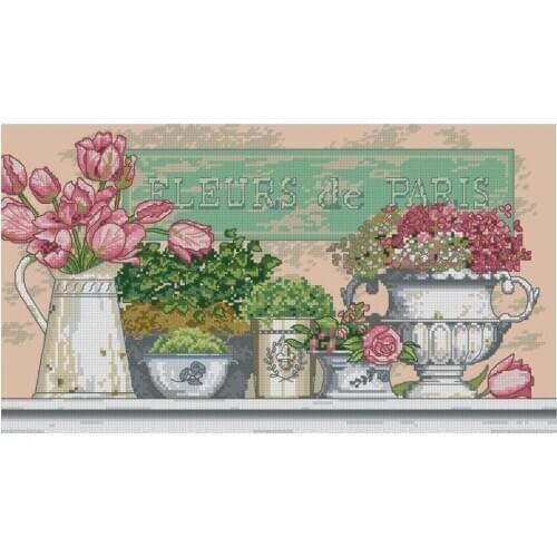 COTTON Top Quality Lovely Counted Cross Stitch Kit Flowers of Paris Flower Dim 35204