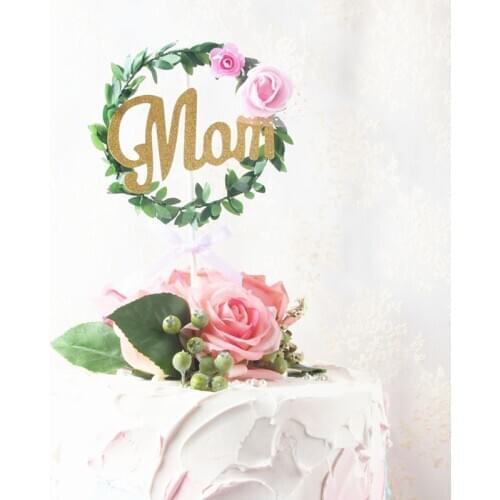 Ins Green plant MOM Birthday Cake Toppers DIY Garland mothers day Party Cupcake Topper For Baby Shower Cakes dessert decoration