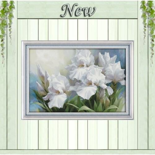 Iris scenery flower home decor painting counted print on canvas DMC 14CT11CT Chinese Cross Stitch Needlework Set Embroidery kits