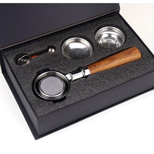 Coffee Bottomless Portafilter Group-head 58MM Coffee Machine Solid Wooden Handle 304 Stainless Steel Coffee Tools Wholesale