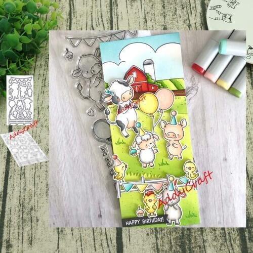 Piglet and sheep Metal cutting dies and Clear Stamps Transparent Silicone Seal for DIY scrapbooking photo album Decorative