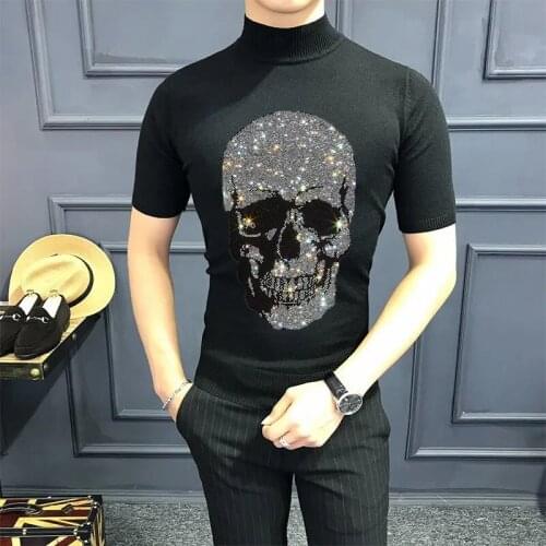 Men Sweater T-Shirt Slim High Stretch Knit Winter New 2021 Comfortable Wool Round Neck Street Youth Party Spring Warm Kniwear