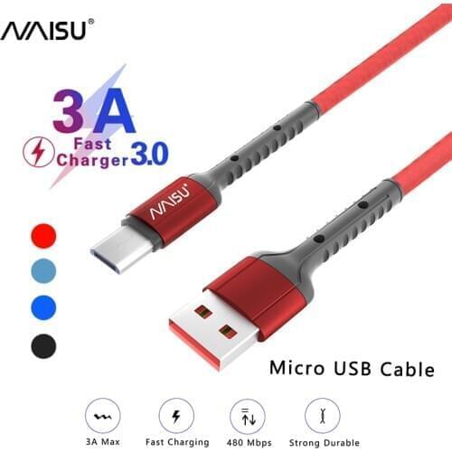 NAISU 3A Micro USB Fast Charging Cable 1M Nylon Data Cable For Huawei Samsung Xiaomi Mobile Phone Data Line Charge Cord 2020