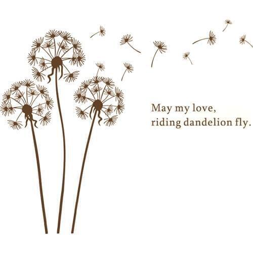 Sale brown dandelion large wall stickers diy art vinilos paredes decals modern removable pvc sticker for home decoration