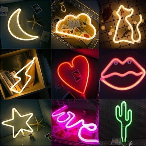 Neon Wall Light Neon Lights Battery/USB Powered Night light for Christmas Kids Room Living Room Wedding Party Decorati 27 Styles