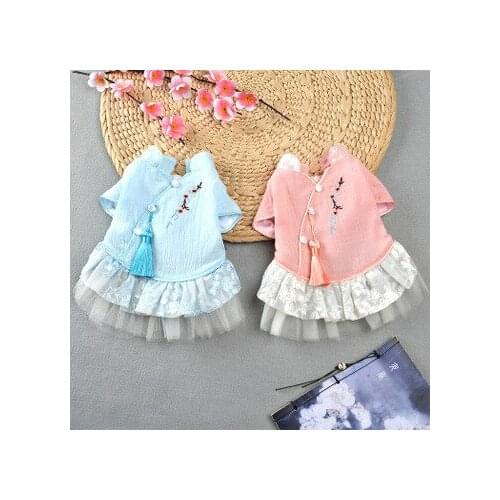 Pet Clothes Chinese Style Hanfu Spring and Summer Pettiskirt Teddy Golden Retriever Small Dog Clothes Pet Supplies