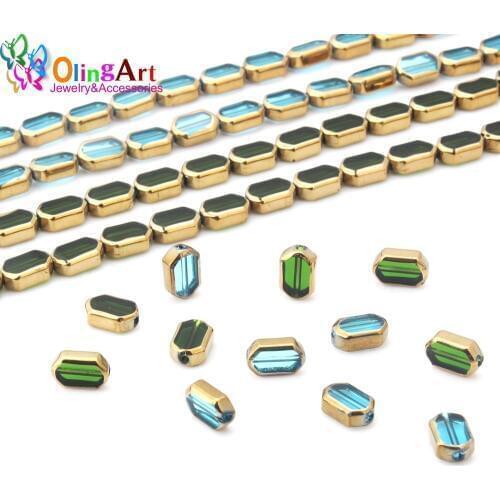 OlingArt 10MM 12pcs/lot Glass crystal Colorful side plating Mixed Small shield shape beads DIY necklace Bracelet jewelry making