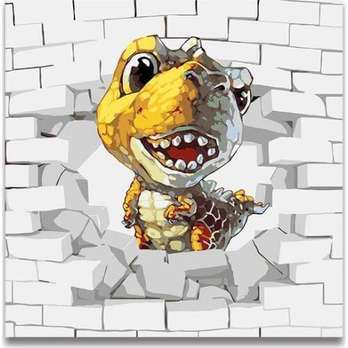 Coloring By Numbers Violent dinosaur diy digital Paint Cute animals oil painting by numbers for children room decor