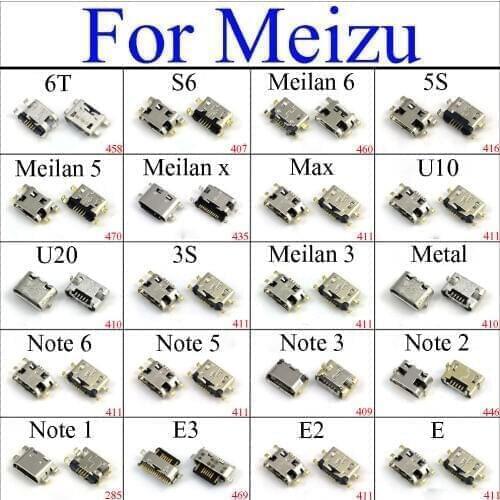 Micro USB Jack For Meizu 6T S6 M1 M2 M3 M3S M5 M5S M6 Note 1 2 U10 U20 E E2 E3 Max X metal Charging Port Connector Socket Plug