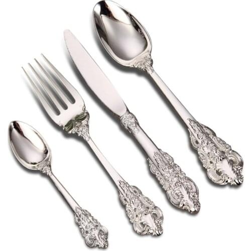 Silver Cutlery Set Fork Spoon Knife Dinnerware Set Knife Fork Wedding Decoration Kitchen Bento Accessories Gift Box Tableware