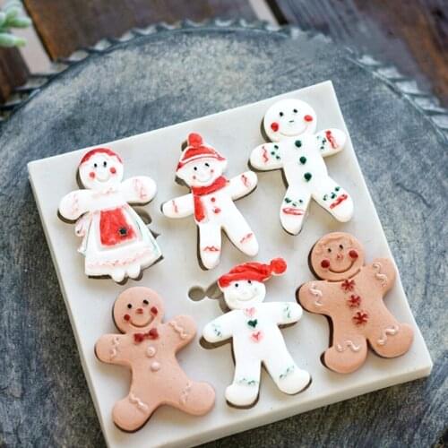 Santa Gingerbread Man Silicone Mold DIY Epoxy Resin Cake Baking Decoration Chocolate Mold Christmas Series Silicone Mold