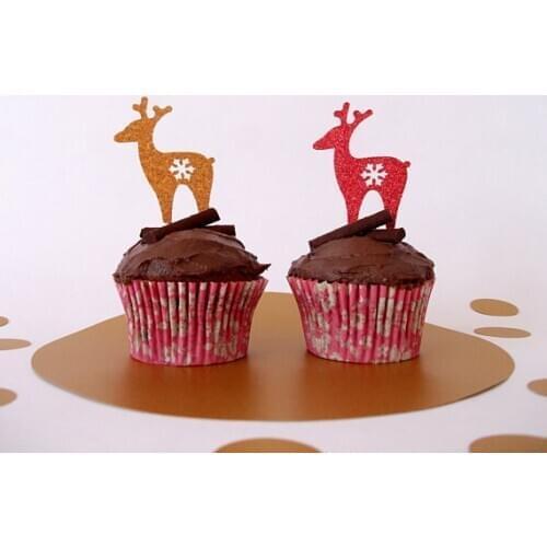 Snowflake Reindeer Christmas birthday cupcake toppers Bachelorette bridal shower food Picks wedding engagement party decor