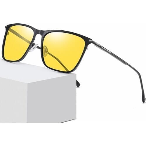 Men Polarized Sunglasses Square Frame Spring-Leg Rays Brand Designer Driving Sun Glasses for Women Night Vision Goggles UV400