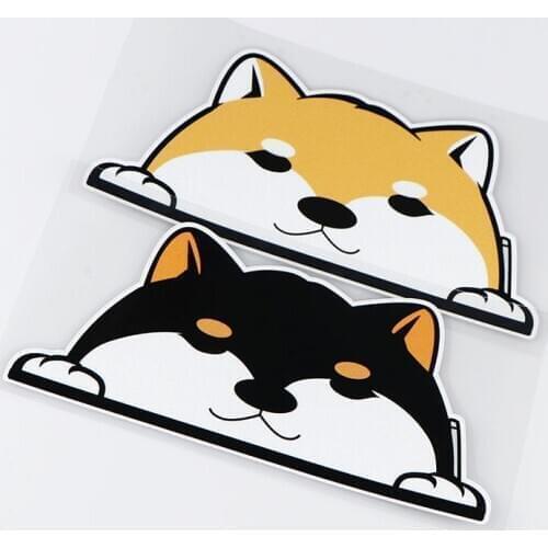 Lovely Corgi Shiba Inu Dog Pet Peeping Car Styling Vinyl Tape Decal Auto Window Body Tail Sticker 15cm