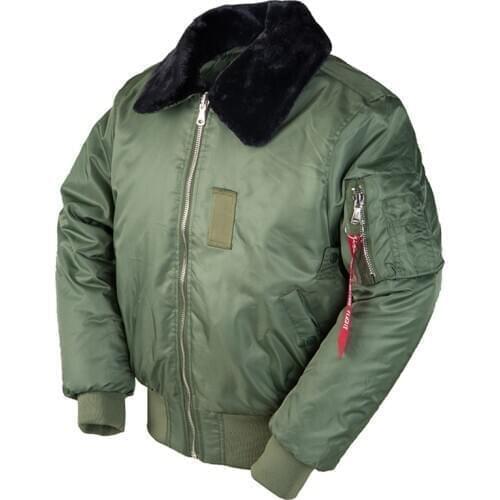 Vintage Fur Collar Winter Bomber Jacket Men Flight Us Air Pilot Streetwear Coats Military Hip Hop Tactical Army 2020 B-15