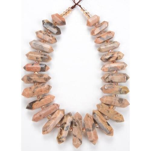 High Quality Natural Feldspar Jaspe Stone Beads Healing Crystal Double Point GEM PENDANT For Jewelry DIY Bracelet Necklace