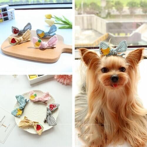 Fruit Bunny Ear Pet Hairpin Pet Dog Comb Hairpin BB Hair Clips Handmade Grooming Hair Accessories 20PCS/LOT