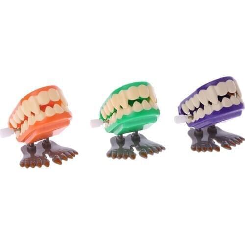 Clockwork Jumping Denture Educational Mechanical Toys Halloween Prank Decoration