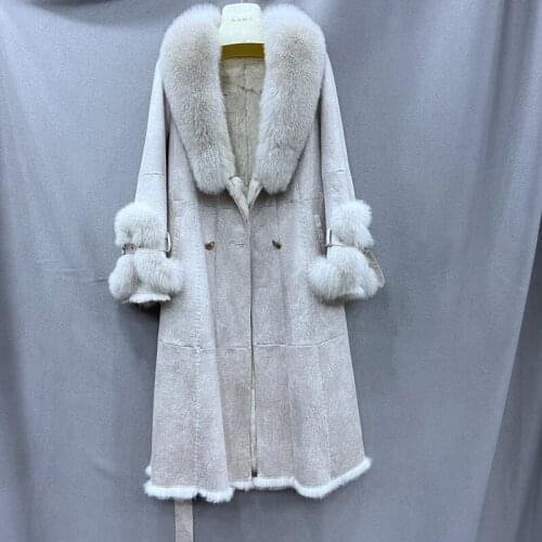 2021 New Fashion Winter Jacket Women Natural Fur And Leather Coats With Real Fox Fur Collar Fur Female Warm Outerwear Clothing