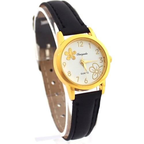 10 Colour Cute Popular Fashion White Flowers Dial Women Watches Leather Bracelet White Dial Lady Quartz Girls Wristwatch U55