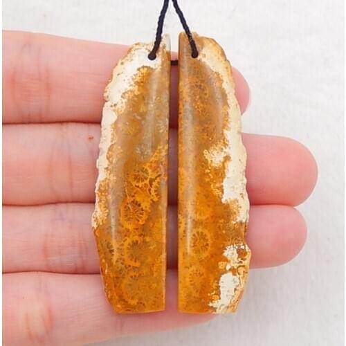 Natural Indonesian Fossil Coral fashion Semi-precious stones, Jewelry accessories women Earring Bead 50x14x5mm，10.6g