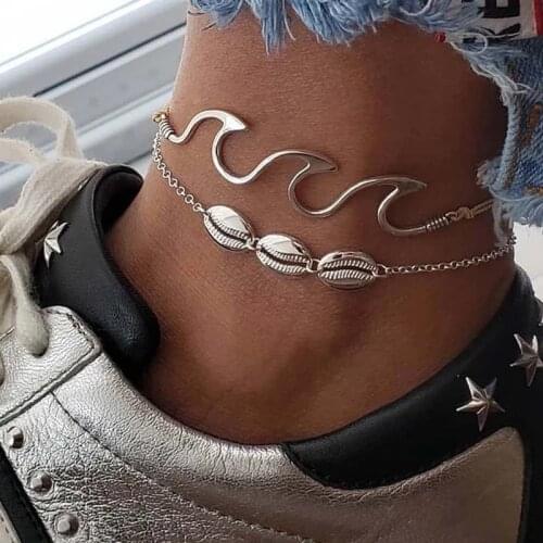 Bohemian Shell Summer Anklets For Women Silver Color Wave Rope Ocean Beach Ankle Bracelet Foot Leg Chain Jewelry 2021 NEW