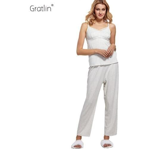 MOMANDA Womens Maternity Nursing Pajamas Set Lace Pregnancy Sleepwear